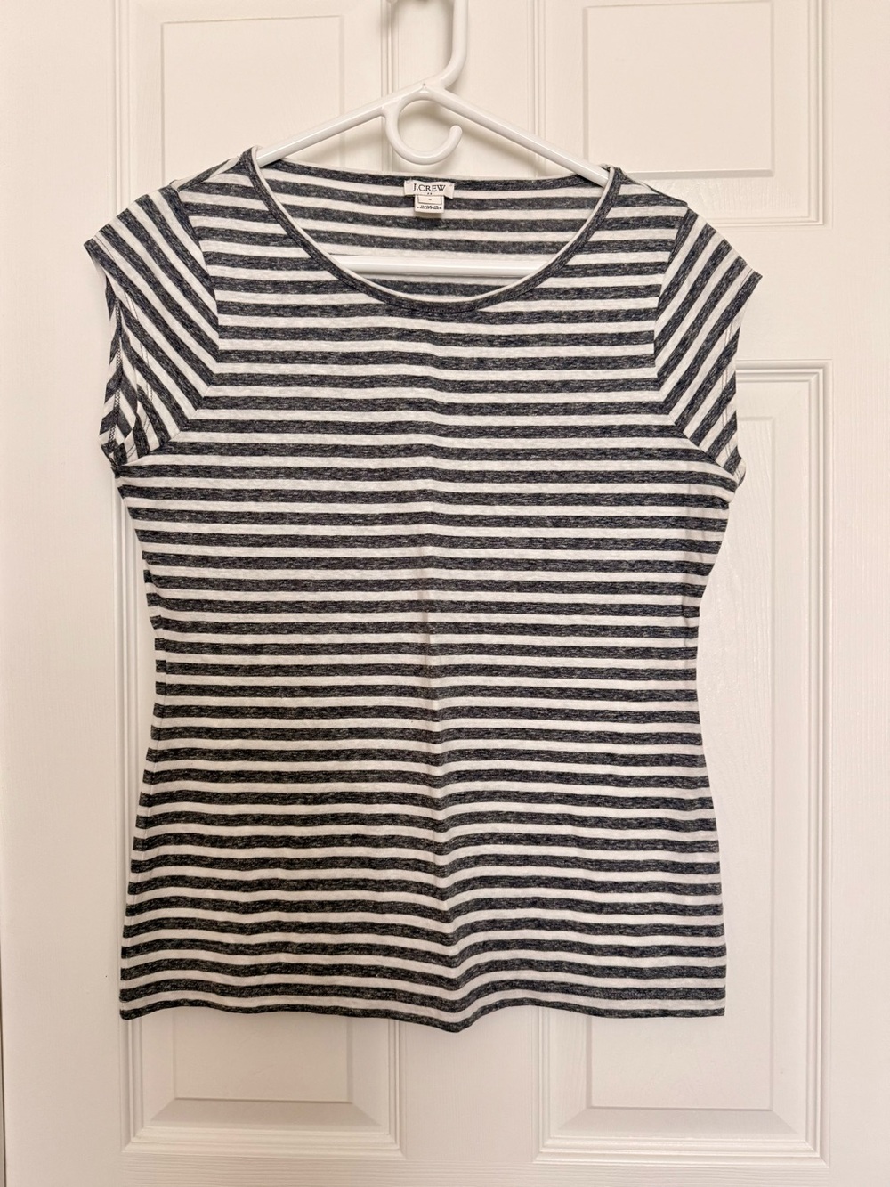 J. Crew Blue & White Striped Cap-Sleeve Tee